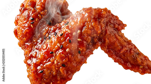 Crispy chicken wing with glaze and sesame seeds