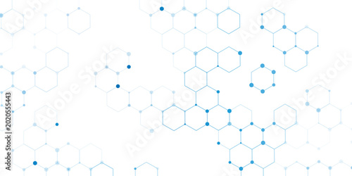 Tablou pe pânză Science network pattern blue Hexagonal abstract background