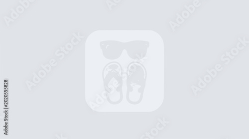 Summer Vacation Essentials: Sunglasses and Flip-Flops Icon on White Background