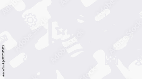 Abstract Industrial Icons Seamless Pattern - Gear, Flag, Bulb, Building, Tools