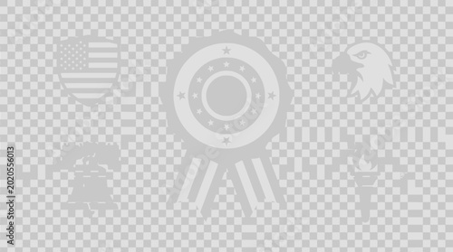 Patriotic Symbols: Eagle, Flag, Liberty Bell, Medal, Fireworks