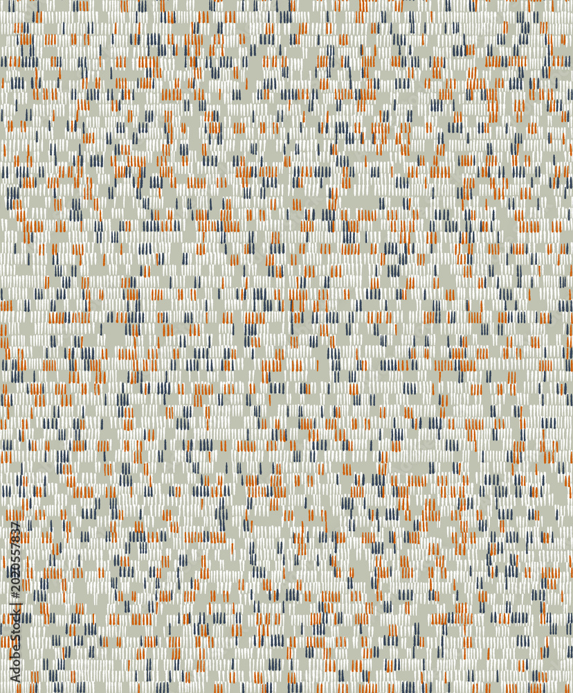 Fototapeta premium Seamless abstract texture with high-quality orange navy and white fine lines irregularly arranged on a light grey surface for sophisticated modern artistic design