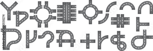 Photos Top view of road parts including junctions, roundabouts and highway curves