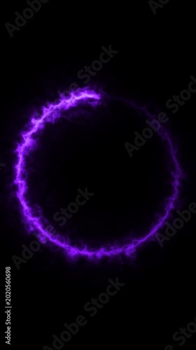Abstract purple energy ring pulsing in dark space motion graphics.