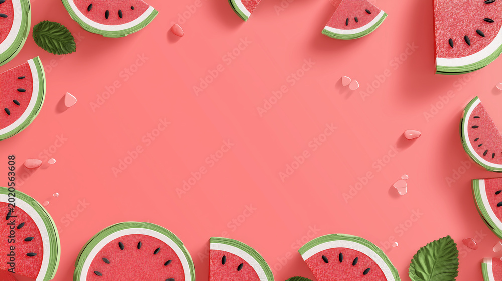 Fototapeta premium illustration style of water melon design templates, free space for text