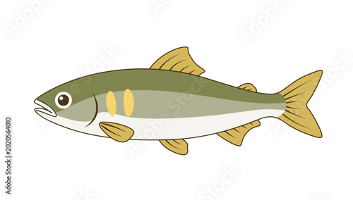 Принти на полотні 鮎のシンプルフラットイラスト｜夏の川魚素材