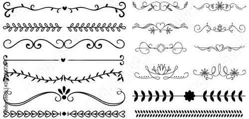 Foto Elegant Hand Drawn Decorative Divider Border and Calligraphic Line Ornament Coll