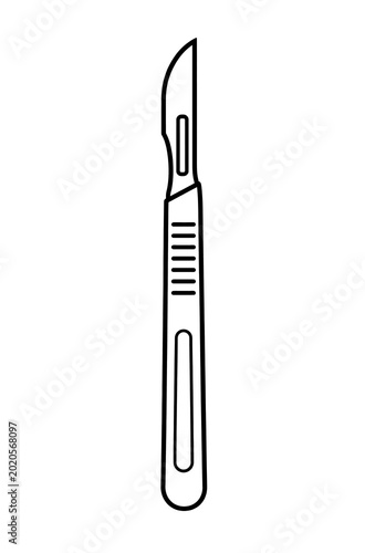 Surgical Scalpel Medical Instrument | Surgical Cutting Tool Line Art Vector