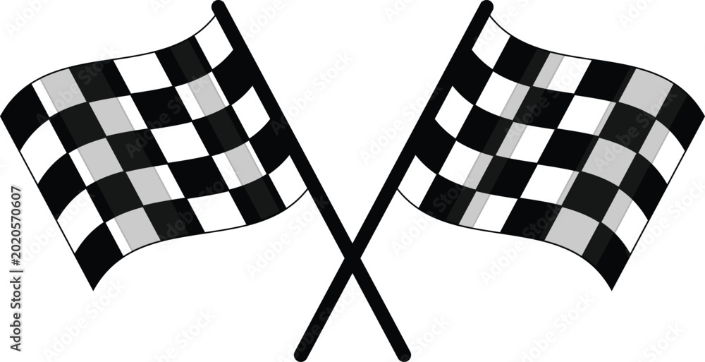 Fototapeta premium Crossed Checkered Racing Flags Vector Graphic