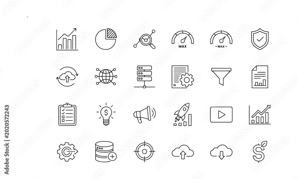 Εκτύπωση καμβά Modern linear icons for health wellness and technology concepts set against a cl