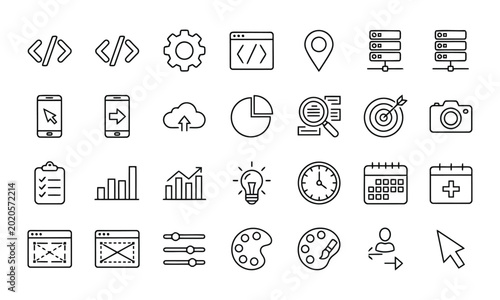 Foto Corporate and professional business management icon set with muted colors for mo