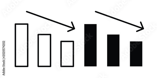 Fotografía Negative trend icon line vector set. Solid style icons