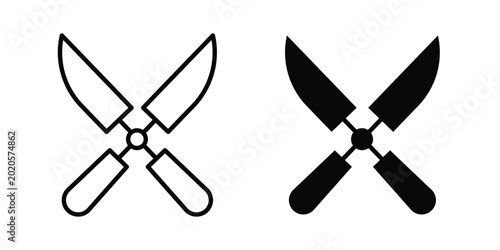 Tableau sur toile Pruning shears icon line vector set. Solid style icons