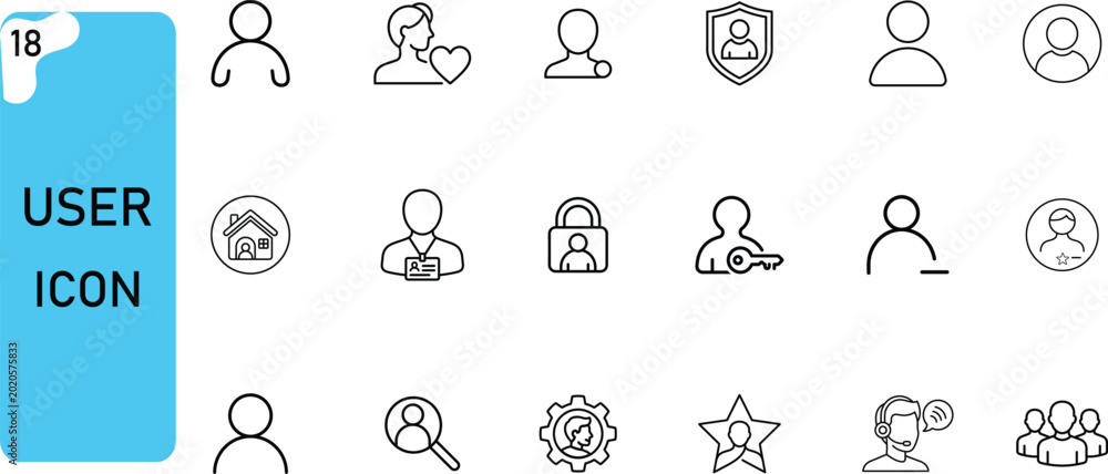 Naklejka premium User profile icons set line art vector illustration