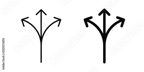 Tableau sur toile Three way icon line vector set. Solid style icons