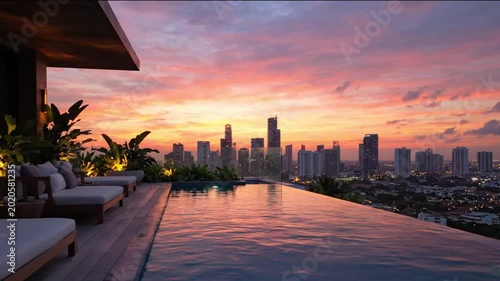Luxury Rooftop Cinematic Sweep Shot at Sunset
