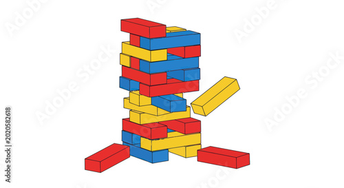 Jenga Game Tower Collapse, Risk, Balance, Strategy, Fun, Childhood Toy
