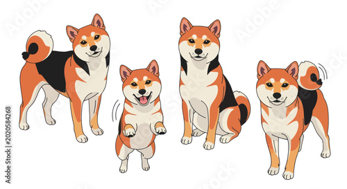 Canvastavla Cute Shiba Inu Dogs Poses Collection
