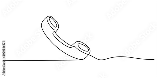 Schilderij op canvas Continuous single line drawing of an old vintage telephone handset receiver icon