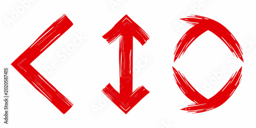 Foto red directional arrows pointing down up and bi directional isolated