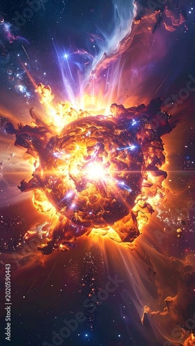 Vibrant Cosmic Nebula Galaxy Formation.