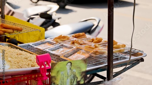 Thailand Street Food Fried Snacks Vendor Cart Market Display View