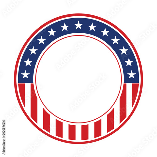 Patriotic American Flag Circle Border Vector Frame Design