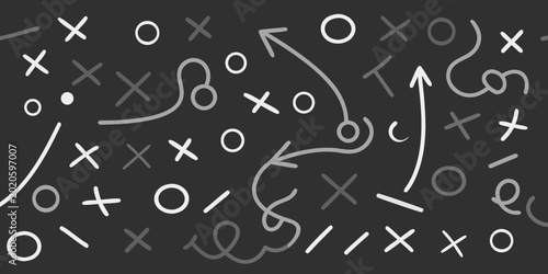 tactical play diagram with x and o marks chalkboard style