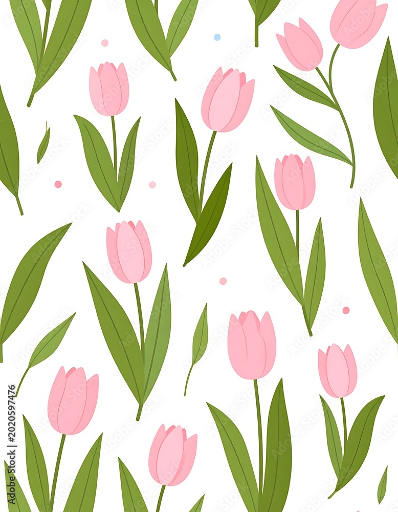 Obraz premium Pink Tulips Floral Pattern Design Background.