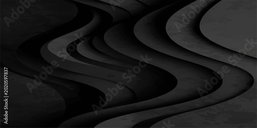 Canvas Print Minimalist Dark Monochromatic Background Featuring Fluid Organic Waves and Deep