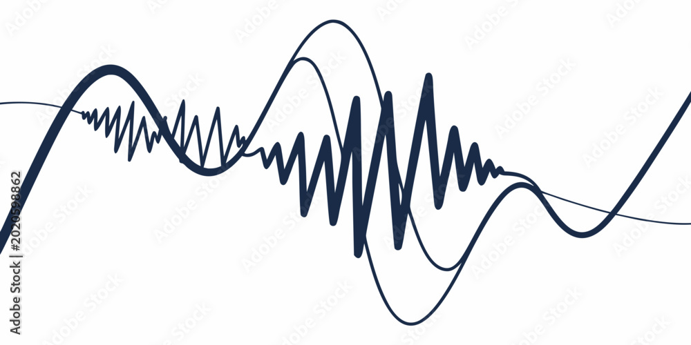 Foto Abstract sound waves with variable rhythmic frequency patterns for music and aud