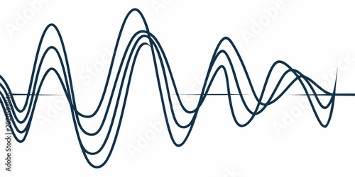 Photos Oscillating wave patterns representing audio signal frequencies or data rhythm w