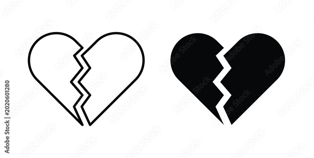 Εκτύπωση καμβά Broken heart icon symbol for web and ui. Vector icon