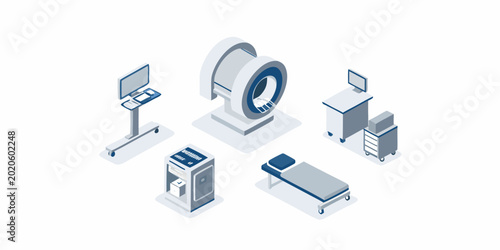 Bild auf Leinwand isometric medical equipment set on white background