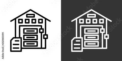 Data Warehouse White And Black Icon Set Multiple Style Collection Pack Vector Illustration