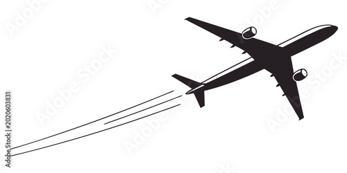 Bild auf Leinwand Modern passenger airplane flying icon with contrail vapor trail airplane aircraf