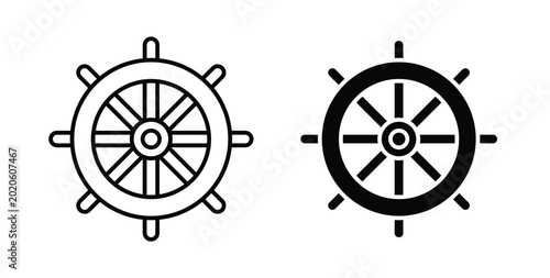Schilderij op canvas Ship wheel icon symbol for web and ui. Vector icon