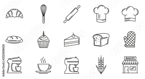 Canvastavla Collection of hand-drawn baking and pastry icons.