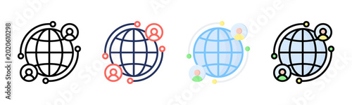 Global Connection icon set multiple style collection