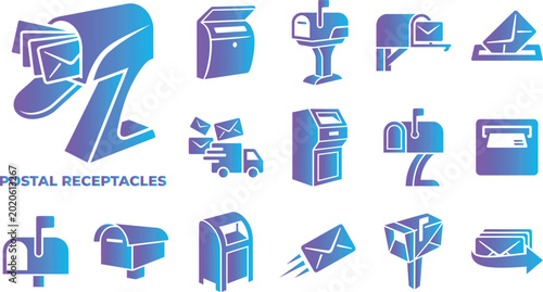 Cuadro en lienzo Postal receptacles mailboxes set for delivery service and mail collection