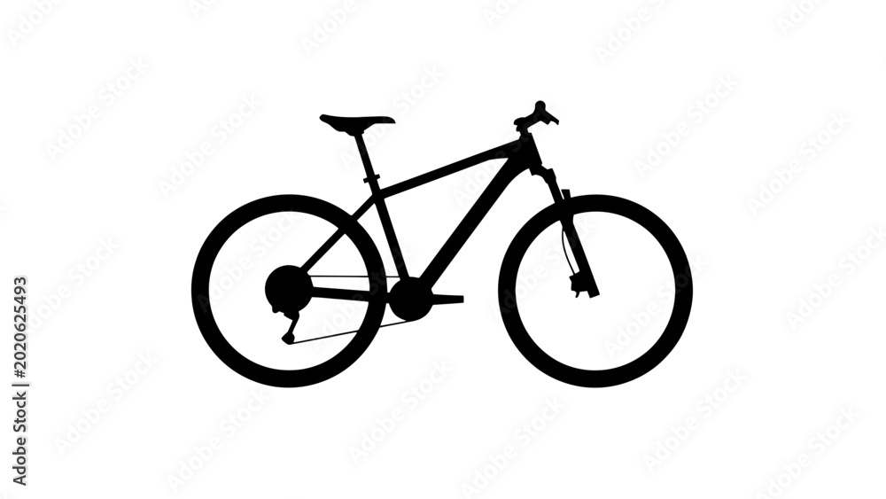 Fototapeta premium Black bicycle icon, bike silhouette, cycling symbol, transportation logo