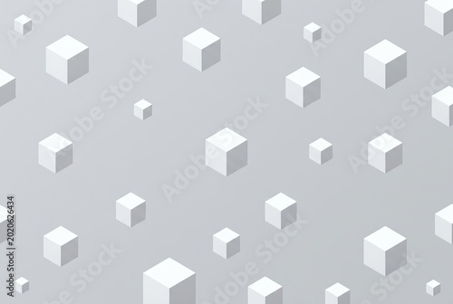 Seamless Pattern of White Cubes on a Light Purple Background.