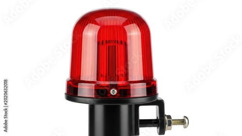 Industrial red warning signal light beacon on mounting bracket