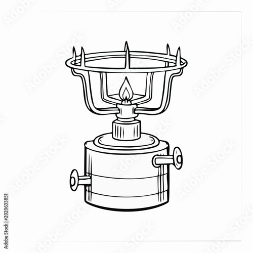 Vintage style illustration of oil lantern with flame