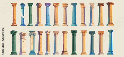 Foto Ancient Greek Columns, Classical Architecture Doodles, Roman Pillar Art, History