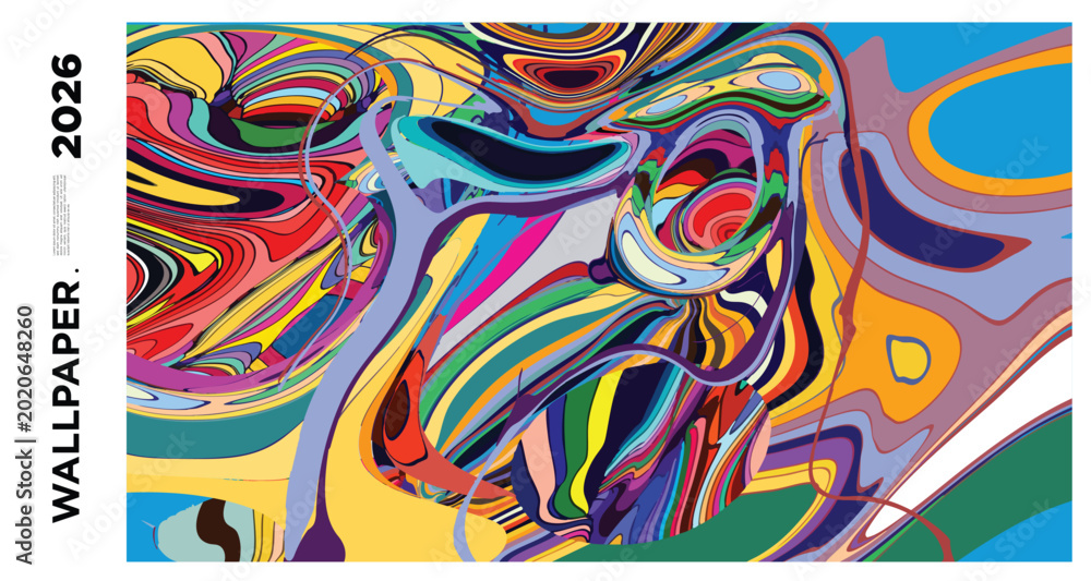 Obraz premium Colorful Abstract Swirl Pattern with Bold Geometric Shapes
