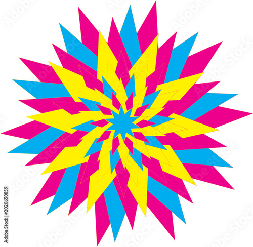 Vector illustration of an abstract colorful starburst,flower,christmas design.