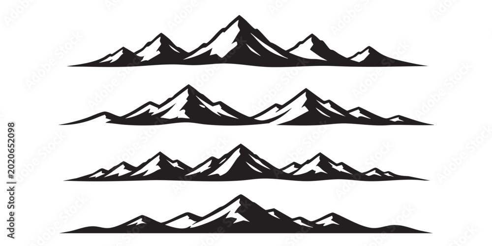 Fototapeta premium Sharp Mountain Peak Horizon Silhouette Set