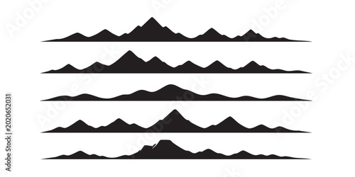 Cuadro en lienzo Sharp Mountain Peak Horizon Silhouette Set