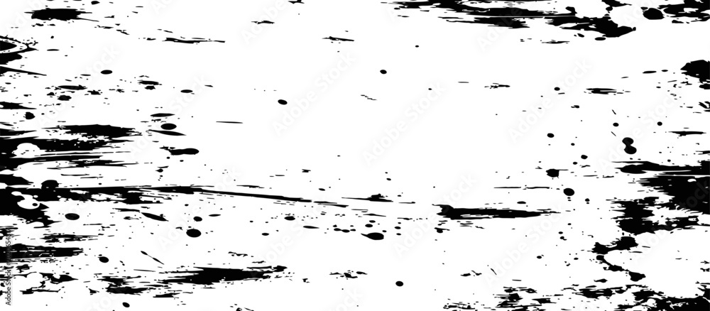 Obraz premium Black and White Grunge Ink Splatter Texture with Brush Strokes